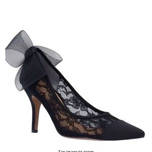 J. Renee Khrystie Floral Mesh Back Bow Pumps Sz 9